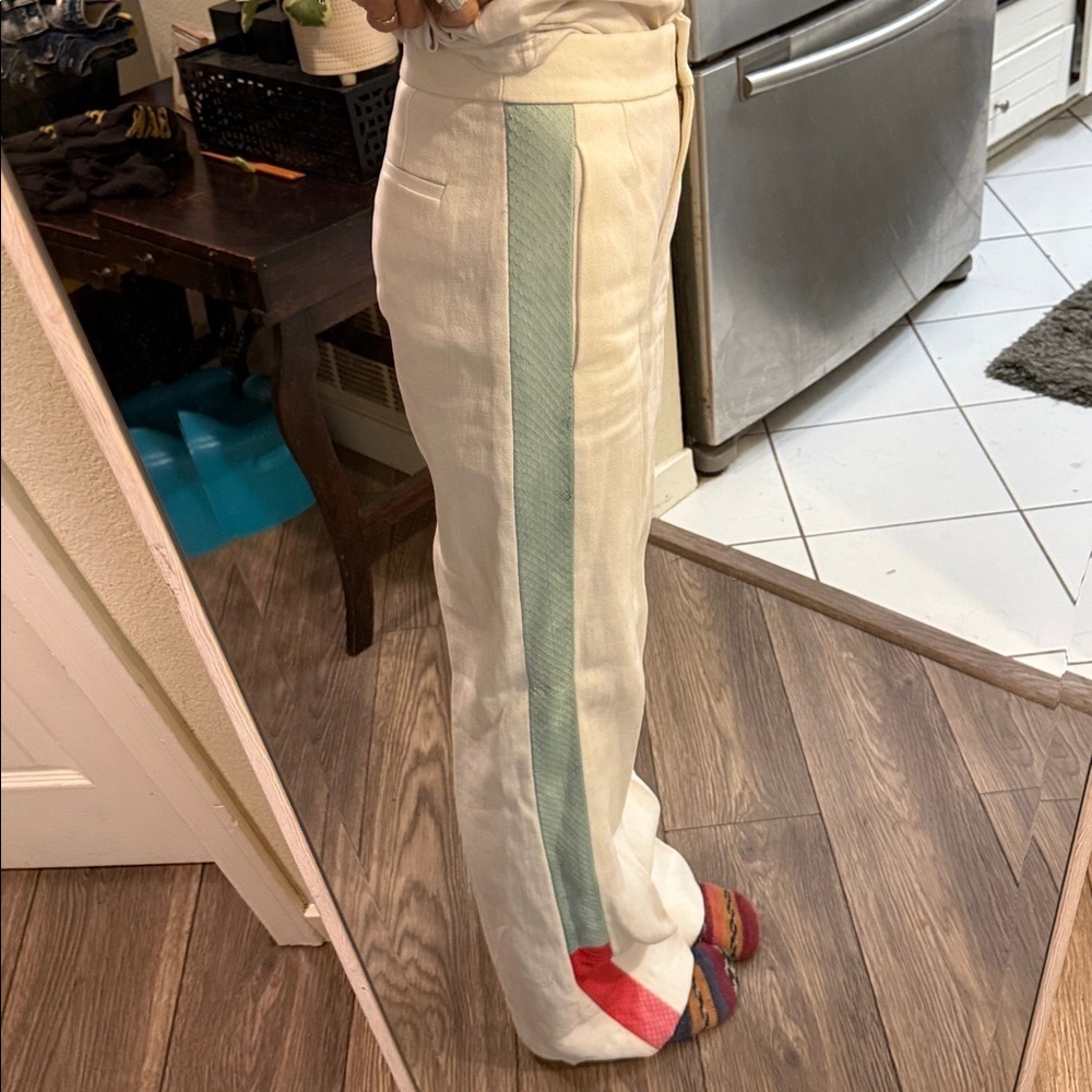 J Crew Collection Snakeskin Stripe Trouser Size 0 WHITE 59181 $795 - Picture 5 of 14